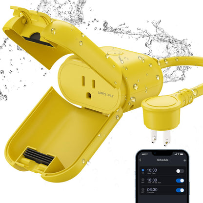 ELEGRP PQR20 Outdoor Smart Plug Waterproof IP66, WiFi Plug with 2 Individually Sockets, Compatible with Alexa & Google Assistant, Smart Outdoor Outlet for String Lights, UL Certified, 2 Pack, Black
