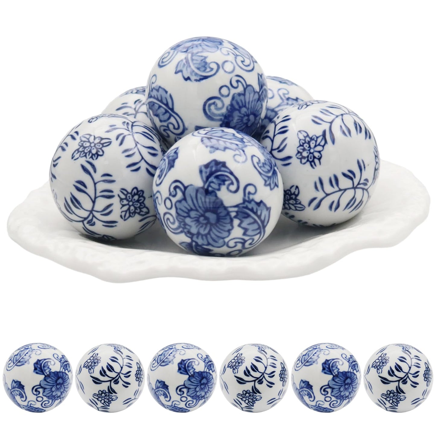 CX Mpapali 6PC Balls Ceramic - Decorative Blue Balls for Centerpiece Bowls, Tray Bowls, and Baskets. Ideal as Decorative Gifts for vases, Dining Tables, Christmas, Halloween and Wedding Party(C)