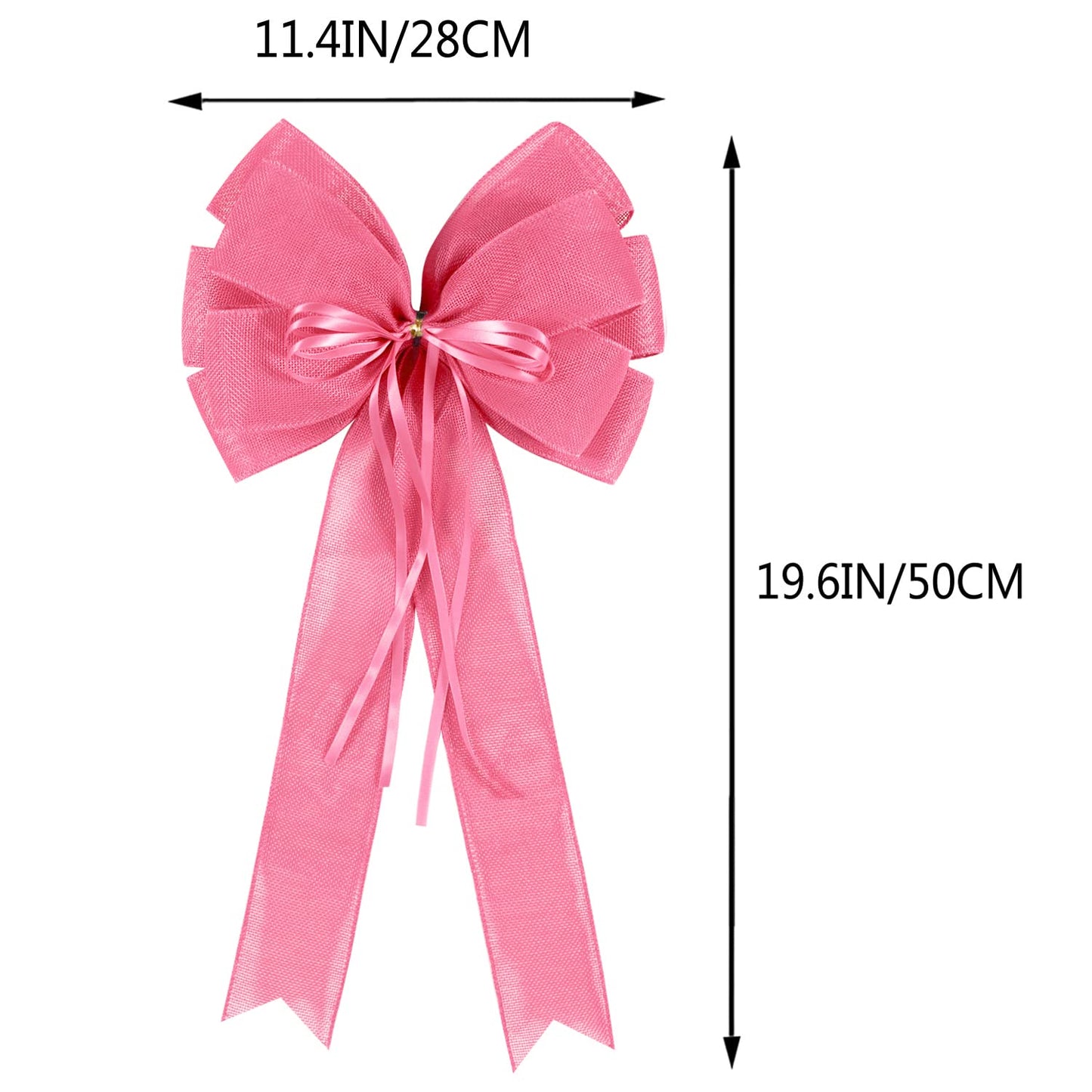 2 Pcs Large Pink Easter Wreath Bows Decor,Spring Tree Topper Bow Decorations with Pink Burlap and Glitter String for Chridtmas Tree Holiday Home Front Door Outdoor