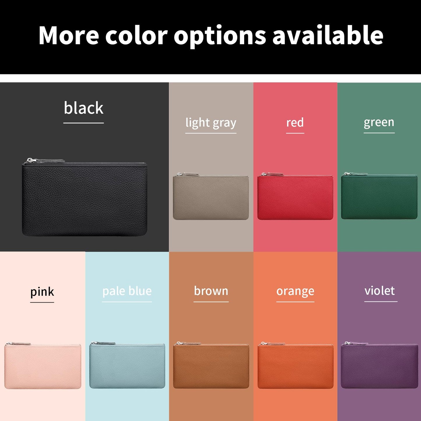 Genuine Leather Zipper Purse, Travel Makeup Bag With Zipper for Men Women Coin Bag Lipstick Cosmetic Accessories Organizer, Travel Kit Storage Pouch (Black)