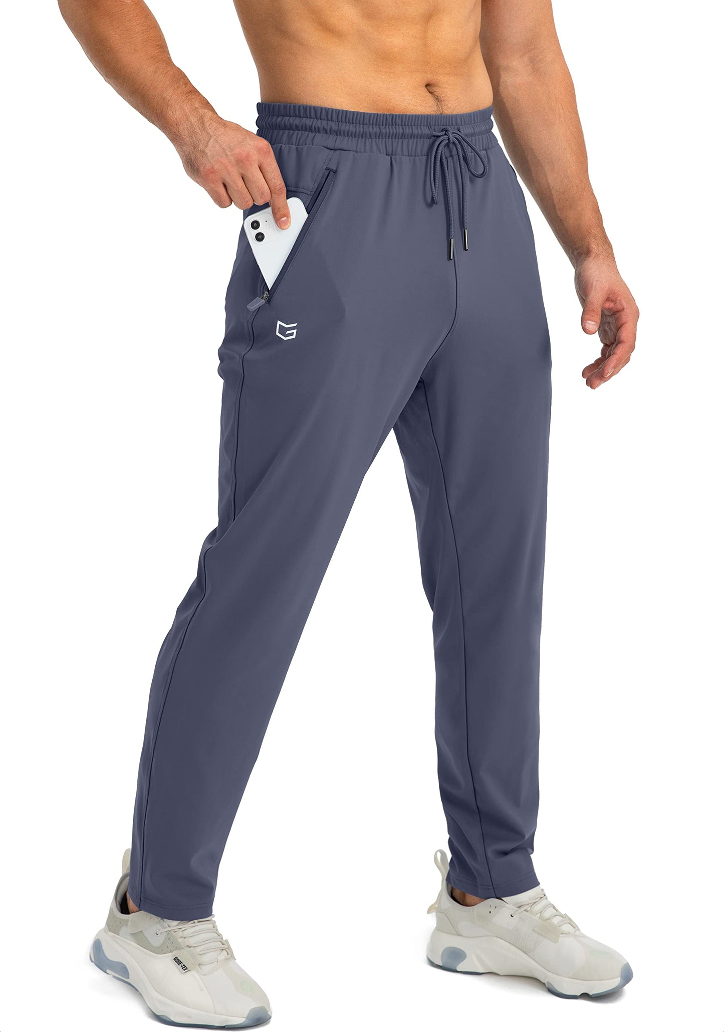 G Gradual Men's Sweatpants with Zipper Pockets Tapered Joggers for Men Athletic Pants for Workout, Jogging, Running (Dusty Blue, Small)