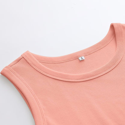 ANRABESS Womens Sleeveless High Neck Tank Tops Fashion Summer Casual Basic Slim Fit Ribbed Racerback Top Shirt Clothes Coral Orange Medium