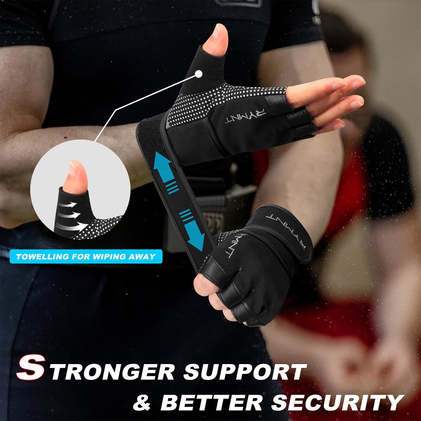 Workout Gloves with Wrist Wrap Support, Weight Lifting Gloves with Full Palm Protection & Extra Grip for Men Women Gym Exercise, Fitness, Weightlifting, Pull ups