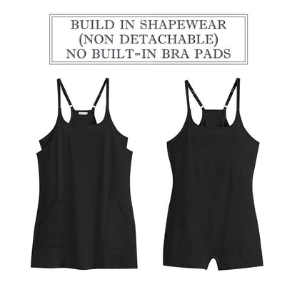 ANRABESS Women Athletic Tennis Dress 2026 Summer Square Neck Active Romper Built in Shorts Casual Athleisure Mini Dresses Black Medium
