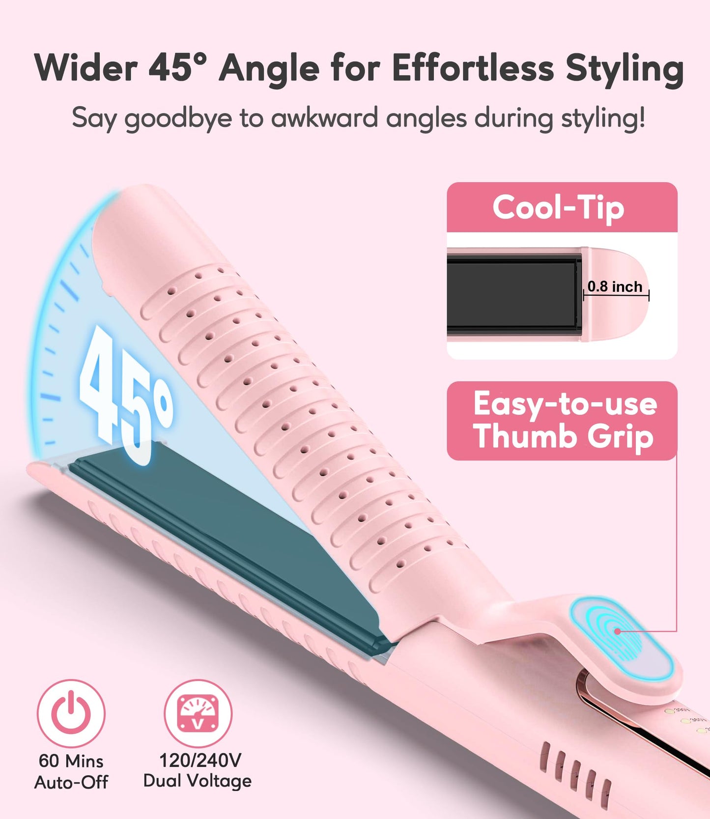 Farery Chill Set Soft-Air Curling Iron: Gentle Soft Air for Quick Styling & Long-Lasting Curls, Lock in Style with Cooling Air Vents, 2-in-1 Hair Straightener & Curler with Upgraded Long Barrel, Pink