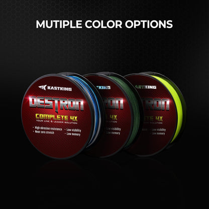 KastKing Destron Complete Braided Fishing Line and Leader, Thin Diameter Superline, Highly Abrasion Resistant, Perfectly Matched Braided Line & Leader, Chartreuse, 65LB, 150Yds