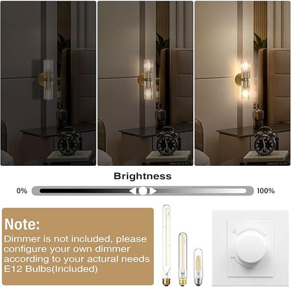 Crystal Wall Sconces Set of Two, 13'' Modern Brass Sconces Lighting with K9 Crystal Lampshade, Indoor Large Brass Wall Light Fixtures for Living Room Bathroom Hallway Stairs Bedroom