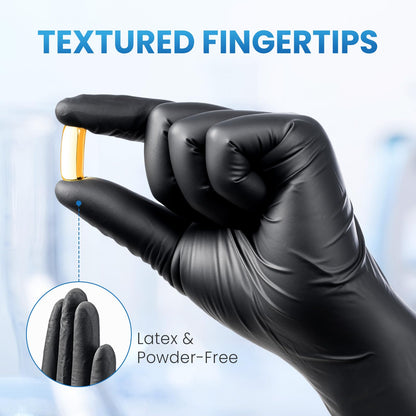 Borje Nitrile Gloves Large, 1000 Count Disposable Gloves, Black, Latex-Free Powder-Free, Medical Exam, Food Safe, Cleaning, Cooking