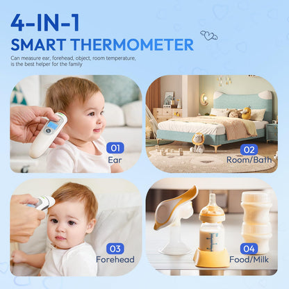 Ear Thermometer for Adults and Kids, Digital Accurate Ear and Forehead Thermometer with Fever Alarm, 1 Second Fast Result, Easy to use, 2 in 1 Mode