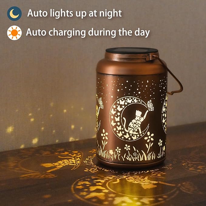 Christmas Decorations Gifts for Women Men Mom, Cat Solar Lights Outdoor Waterproof, Mothers Day Gifts Decoration Outside for Outdoor, Yard, Lawn, Balcony Garden Decor Solar Lantern
