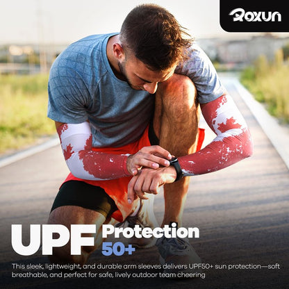 ROXUN 2 Pairs Flag Arm Sleeves Cooling UV Protection for Men Women Soccer Football Sports France Flag