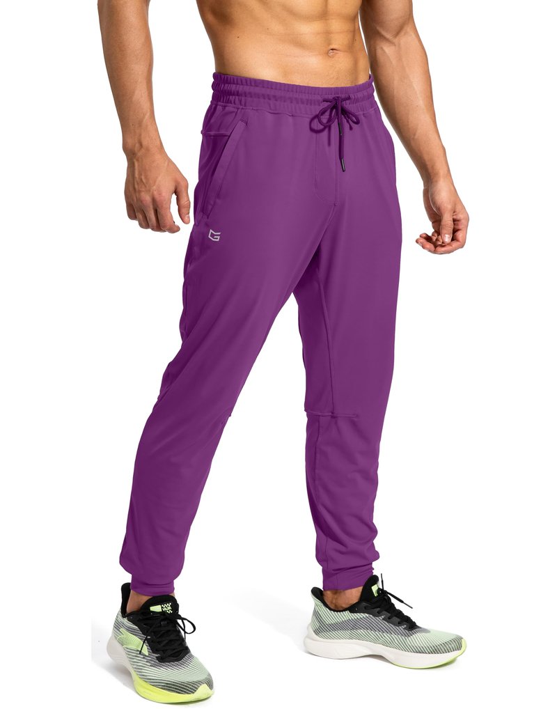 Men's Sweatpants with Zipper Pockets Athletic Pants Traning Track Pants Joggers for Men Soccer, Running, Workout (Purple, XX-Large)
