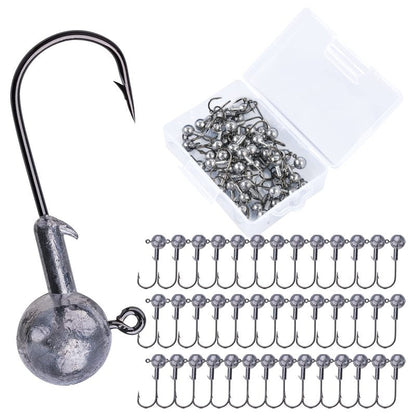 Goture Round Jig Head, Jig Head Hooks for Freshwater Saltwater Fishing, Swimbait Jig Heads with Fishing Box for Trout Bass Fishing, Crappie Jig Heads(3/16oz,50pcs)
