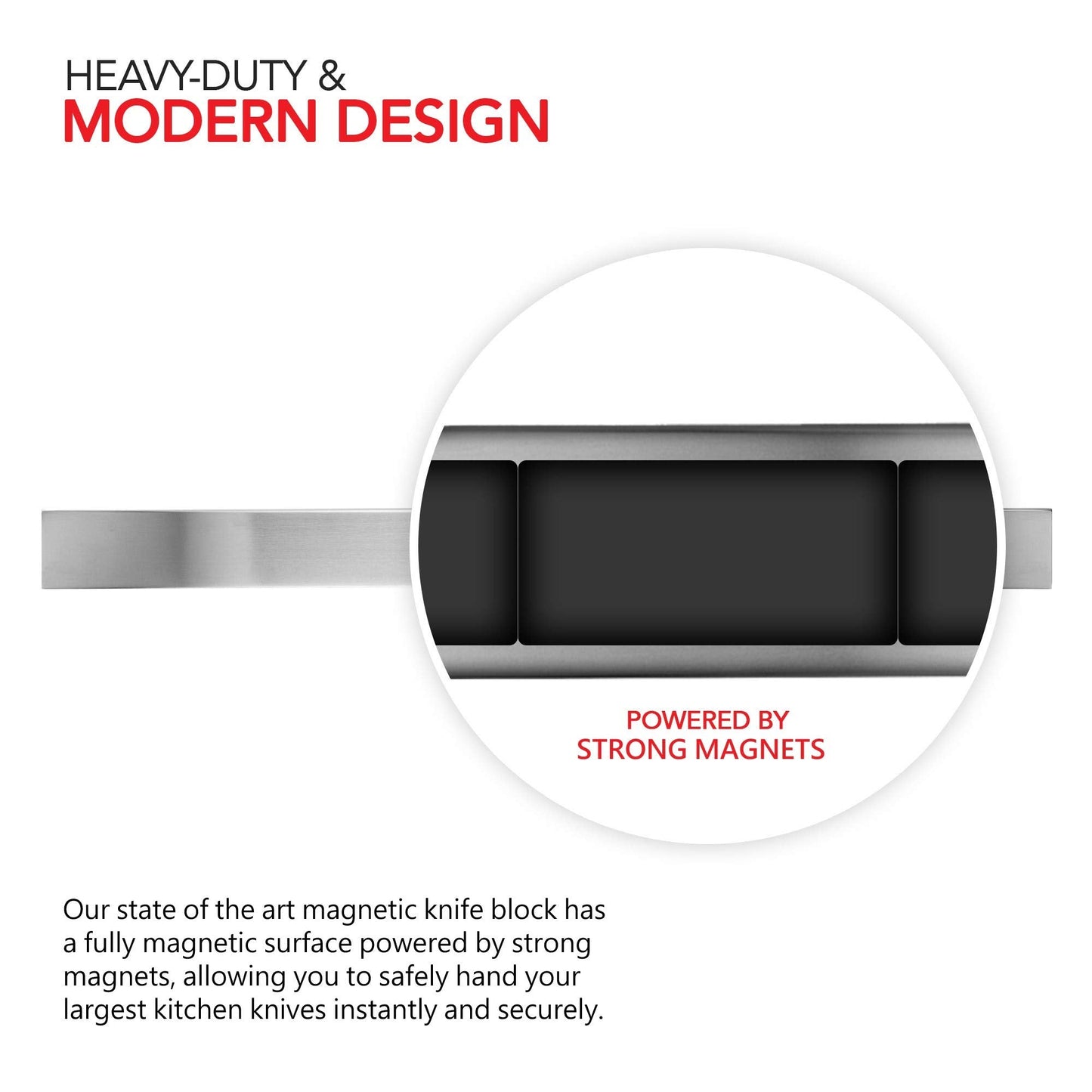 Modern Innovations 12 Inch Stainless Steel Magnetic Knife Bar with Multipurpose Use as Knife Holder, Knife Rack, Knife Strip, Kitchen Utensil Holder, Tool Holder, Art Supply Organizer, Home Organizer