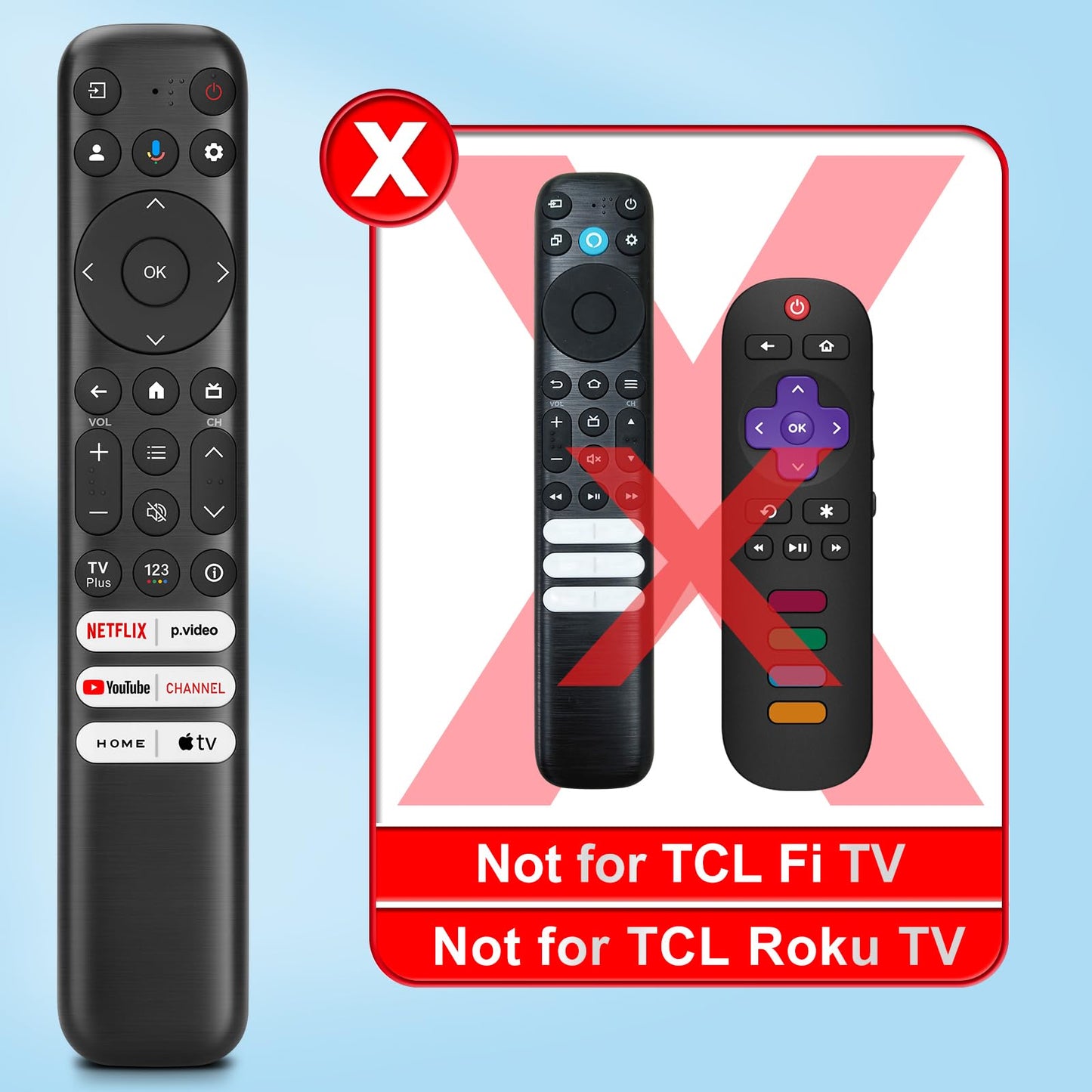 Voice Remote Only for TCL-Google-TV-Remote-Control Replacement,RC813 Remote Compatible with TCL 4k QLED/UHD/QD-Mini LED Series Smart TVs(Not for Fi & Roku TVs)