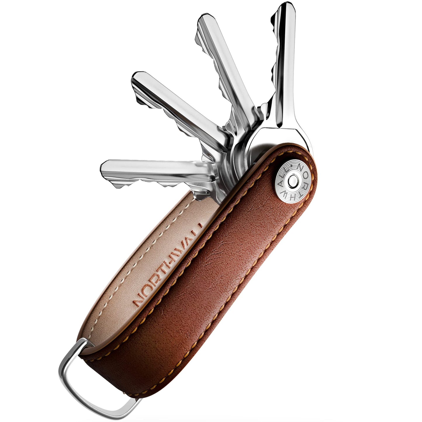 Northwall Leather Key Organizer – Minimalist Pocket Key Holder for Men and Women – Holds Up to 7 Keys with Secure Locking Mechanism– Durable Vegetable Tanned Leather Keychain Accessory Brown