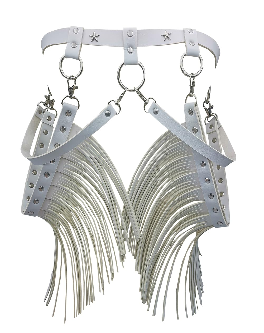 Pinwe Women Body Harness Garter Punk Leather Waist Belts with Fringe Gothic Leg Tassel Belt for Dress Festival Dance Consume