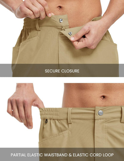 TBMPOY Men's Golf Shorts 9" Lightweight Quick Dry Hiking Cargo Shorts Casual Travel Outdoor with 4 Pockets Khaki 38