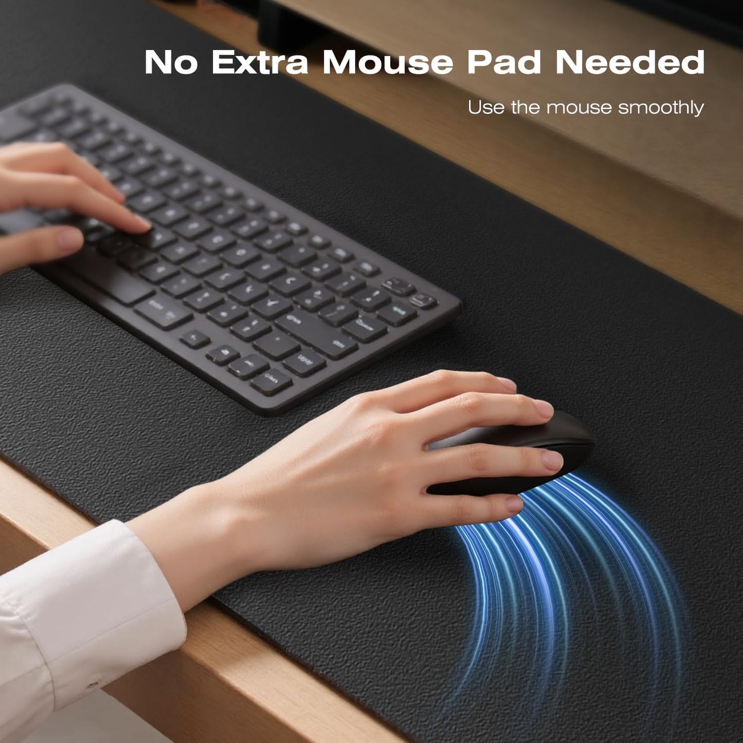 MONOMI Large Desk Mat 47.2" x 23.6",Leather Desk mat,Desk matt for Desktop,Large Mouse Pad,Office Desk mat,Waterproof Desk Blotter pad for Office&Home(Black)