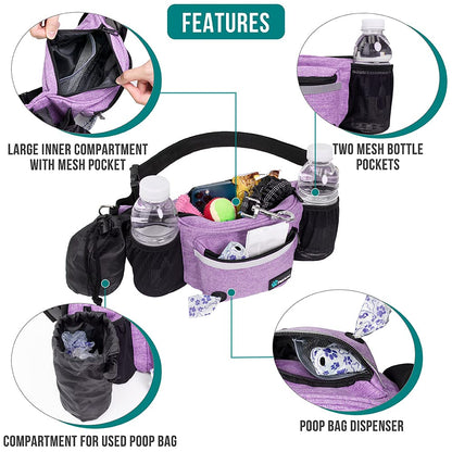 PetAmi Dog Fanny Pack, Treat Pouch for Dog Walking, Training, Built in Poop Bag Dispenser, Water Bottle Holder, Collapsible Bowl, Pet Treat Waist Belt for Hiking, Running, Kibbles (Camo Black)
