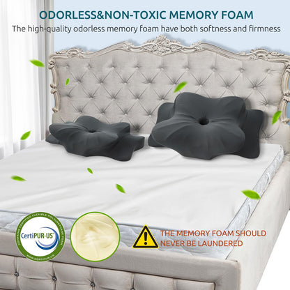 DONAMA Cervical Pillow for Neck and Shoulder,Contour Memory Foam Pillow,Ergonomic Neck Support Pillow for Side Back Stomach Sleepers with Pillowcase