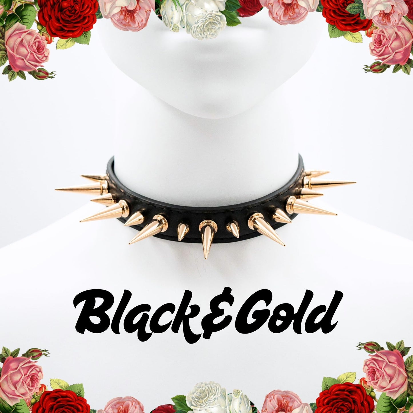 ADEMISHIA Punk Gothic Spiked Choker Necklace for Women, Adjustable Black Leather Collar for Women, Edgy Rock Jewelry for Halloween, Concerts