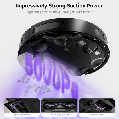 MONSGA Robot Vacuum and Mop Combo, 5000Pa Robotic Vacuum with 3.5L Self Emptying Station, Lidar Navigation Robot Vacuum Cleaner, 180mins Runtime, APP/Remote/Voice Control, for Hard Floors and Carpets