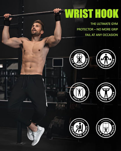Weight Lifting Hooks - Heavy Duty Wrist Straps for Deadlifts & Pull-Ups | 600 Lbs Capacity with Thick Padding
