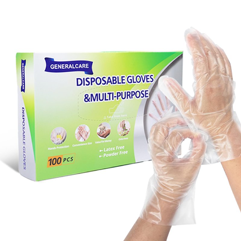 GENERALCARE Disposable Plastic Gloves Food Handling Service Gloves Disposable For Cooking (100PCS, universal)