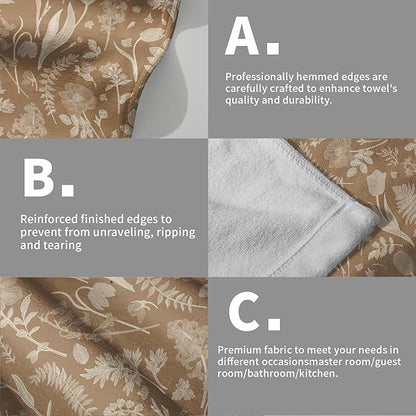 Brown Spring Floral Hand Towels