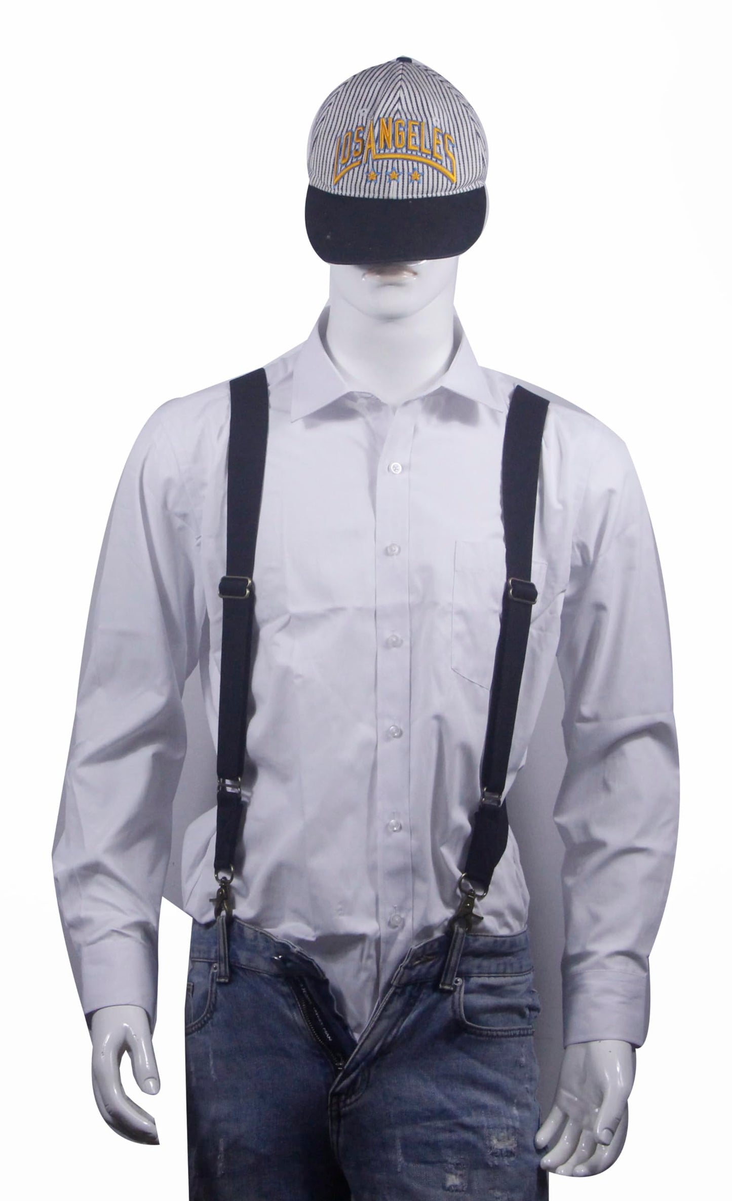 Doloise Men's Suspender Heavy Duty 2 Hook Suspenders for Men Adjustable Braces 1.4 Inch Wide Big and Tall Men Side Hook
