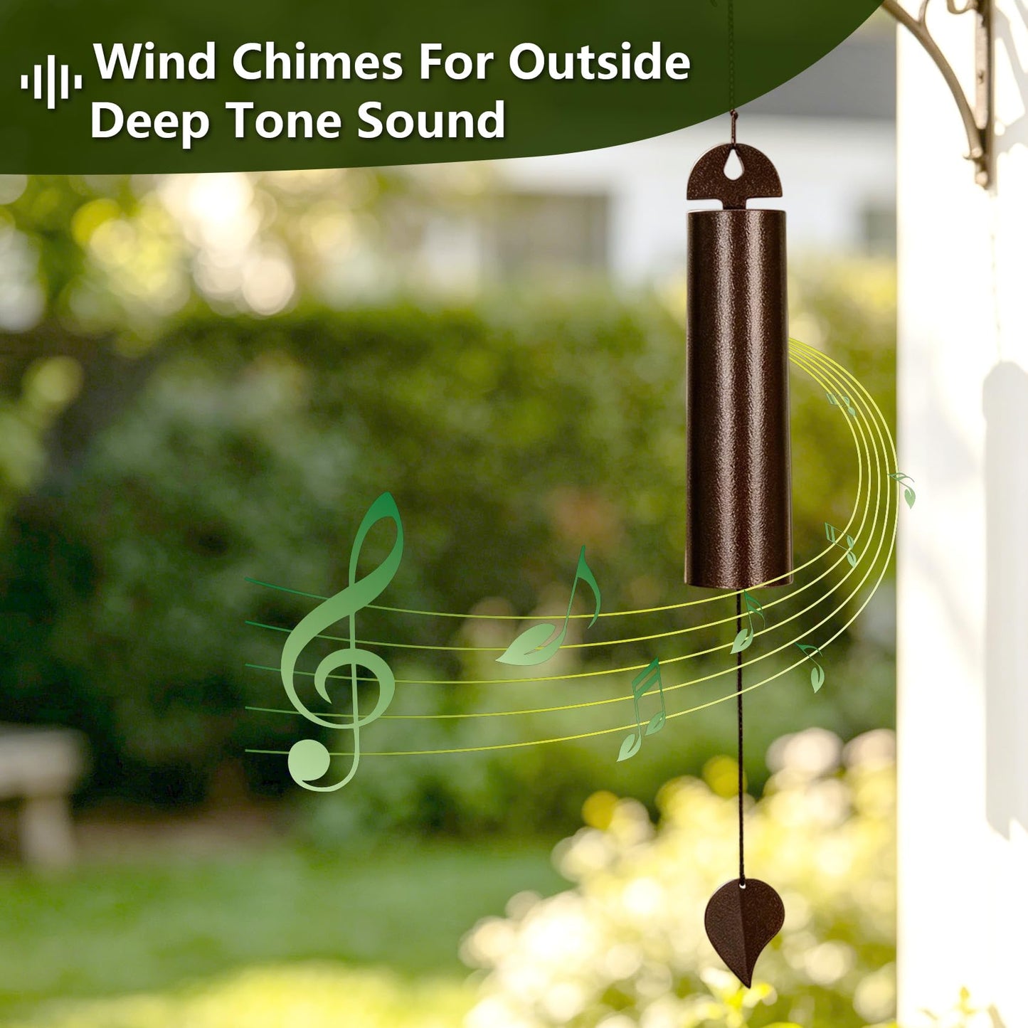 40" Wind Chimes for Outside Deep Tone Heroic Windbell, Handcrafted Metal, Weather Resistant Serenity Bell for Garden Patio Porch Yard, Memorial Sympathy Wind Chime Gift for Mom Dad Grandma
