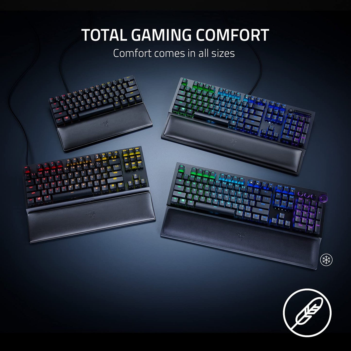 Razer Ergonomic Wrist Rest for Tenkeyless Keyboards: Plush Leatherette Memory Foam Cushion - Anti-Slip Rubber Feet