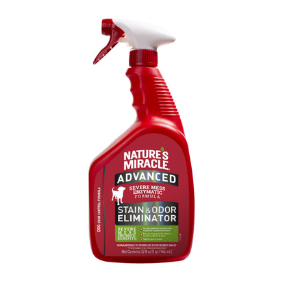 Nature’s Miracle Advanced Stain and Odor Eliminator Dog Spray, Fresh Scent, Severe Mess Enzymatic Formula For Tough Pet Messes, 32 Ounces