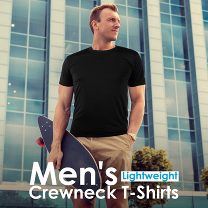 Mens T-Shirts Crew Neck Basic Tees，Soft Fit Short Sleeve Stretch T-Shirts Basic Lightweight Gym Tops for Athletic Black