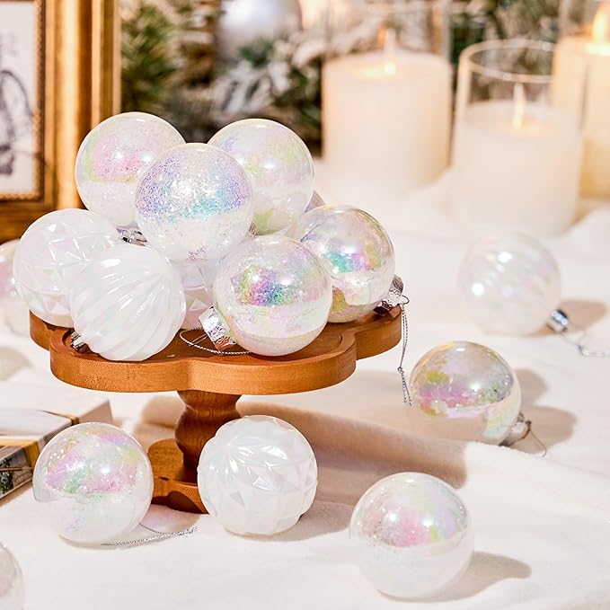 JORNOY Christmas Balls Ornaments, 30ct Shatterproof Xmas Tree Decorations, Hanging Bulbs Baubles Set with String for Holiday Home Party Decor, 2.36 inch/60mm, Iridescent
