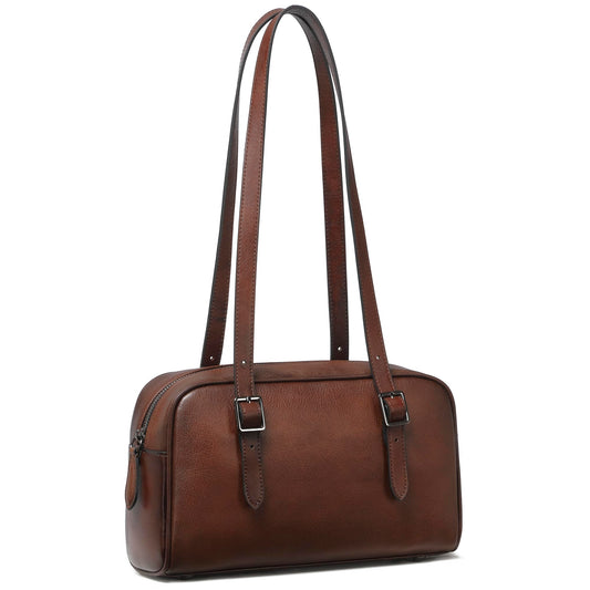 COOLCY Genuine Leather Shoulder Bag, Leather Purses for Women Trendy Handbags,Real Leather Vintage Hobo Clutch Bags for Work Travel Daily Use(Coffee)