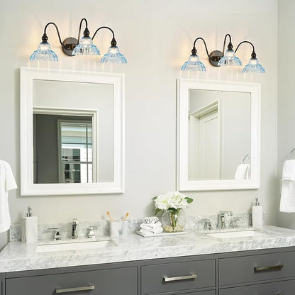 Vintage Bathroom Vanity Lights 3-Light Bedroom Vanity Lighting Fixtures Blue Wall Sconces for Mirror Pictures Hallway Dining Room Kitchen