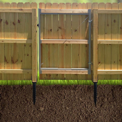 1 Pack 24 Inch Black U Model Ground Anchor Fence Includes Lag Bolts and Rebar, Fits Standard 4x4 (3.5" X 3.5" Inch) Post, No Dig Post Stake for Deck,Fence,Porch,Railing,Mailbox