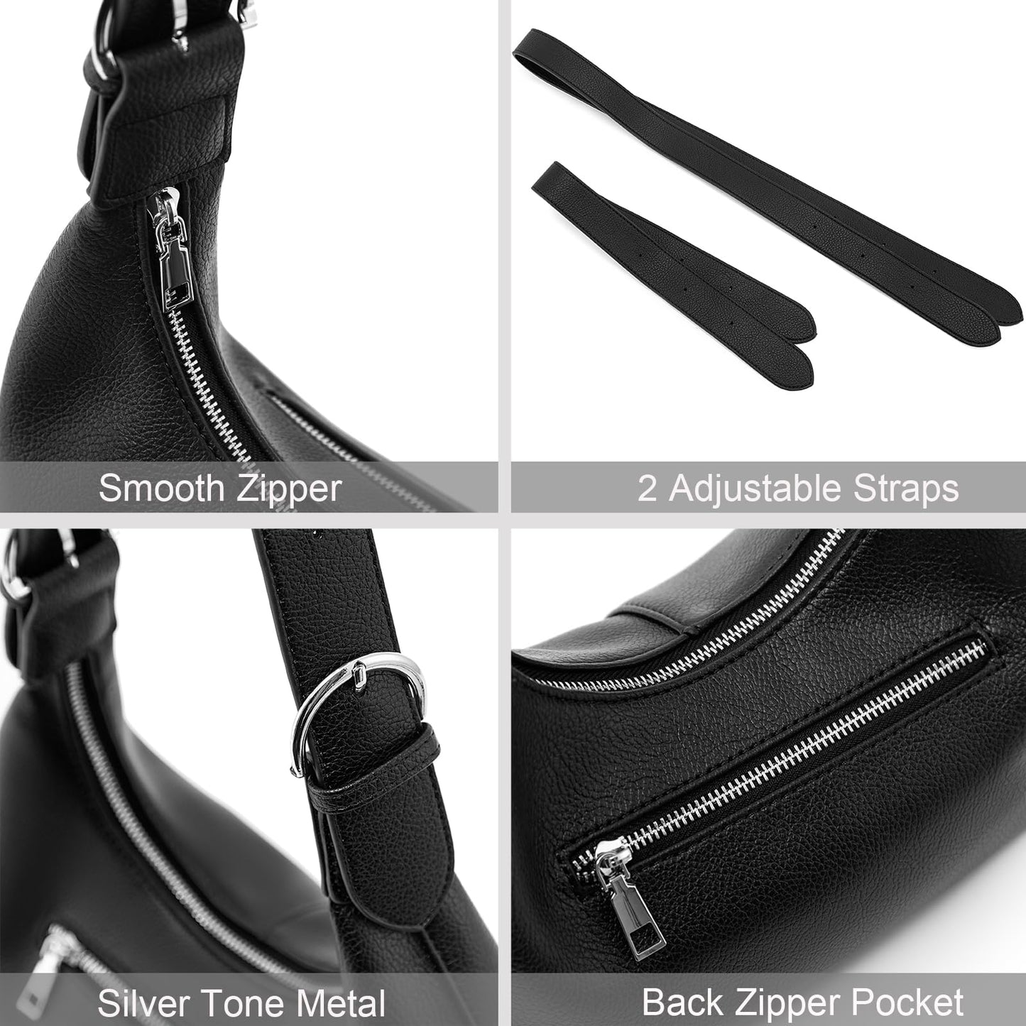 NIUEIMEE ZHOU Hobo Bags for Women Soft Vegan Leather Crescent Shoulder Handbag Slouchy Tote Crossbody Purses