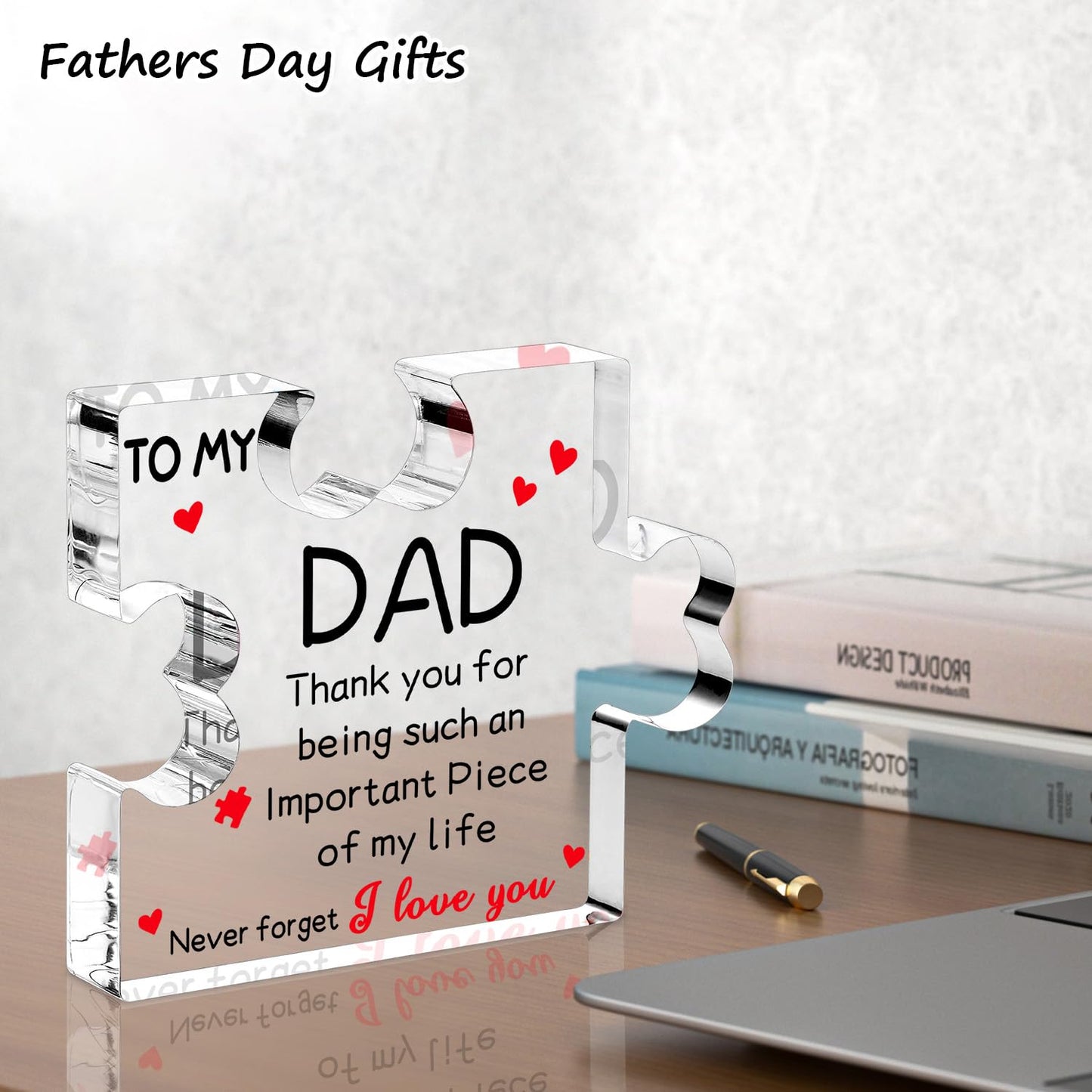 iLifemate Dad Gifts, Birthday Gift for Dad - Engraved Acrylic Plaque 3.9 x 3.2 x 0.47 inches, Cool Dad Presents from Daughter, Son, Wife, Heartwarming Men Birthday Gift, Ideas