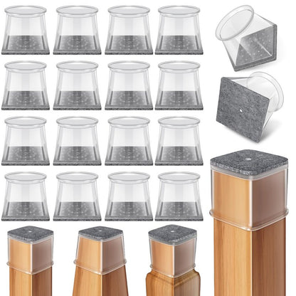 Ansible 24 Pcs Chair Leg Floor Protectors Square, Silicone Felt Furniture Leg Pads Caps Covers for Hardwood Floors (Fit:1-1/2" to 1-7/8")