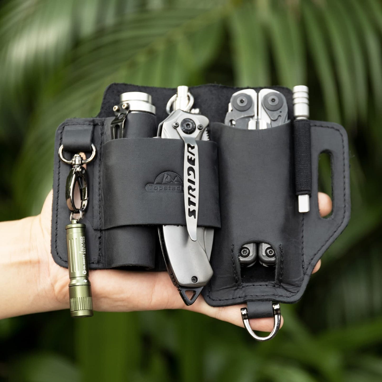 Topstache Leather Multitool Sheath,EDC Belt Organizer for Work and Daily Use,Leatherman Sheath,EDC Pocket Organizer for Flashlight and Multitool,Gifts for Men,Leather Sheath for Multitool