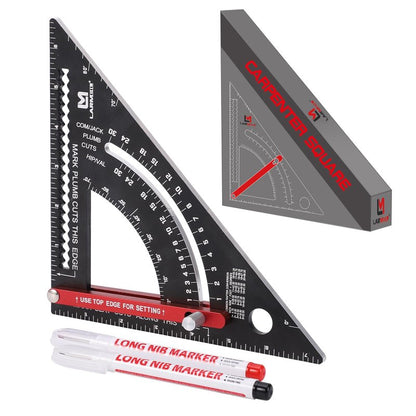 LARMEIL Carpenter Square 7 inch Woodworking Tools Adjustable Rafter Square Carpenter Tools, Combination Square Framing Square, Aluminium Carpentry Squares, Gift for Carpenters