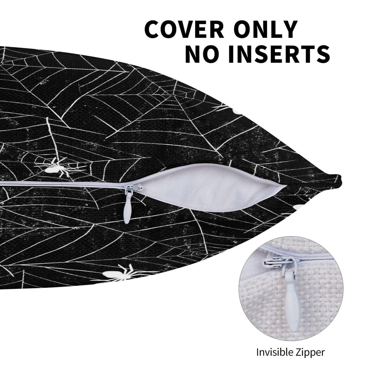 VIREOTHIA Halloween Spiderwebs Pillow Covers 18x18 Set of 2 Black and White Decorative Throw Pillow Cover Spider Webs Square Pillowcases Cushion Covers for Couch Bed Sofa Decor