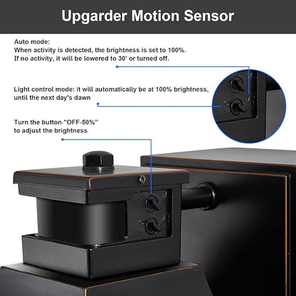 Porch Light with GFCI Outlet Dusk to Dawn Motion Sensor Outdoor Light 3 Light Modes Exterior Light Fixture Waterproof Outside Wall Light for House Patio Garage