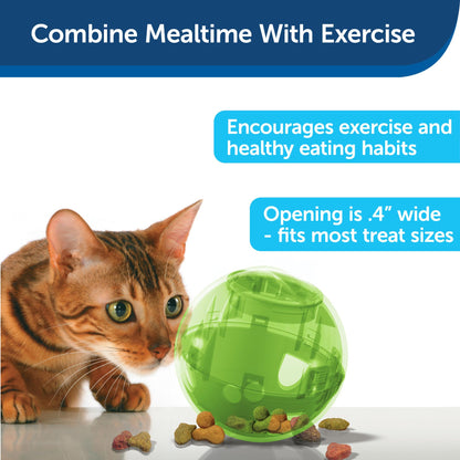 PetSafe SlimCat Interactive Feeder - Combines Play with Mealtime - Adjustable Portions - BPA-Free Plastic - Slow Feeder for Digestion - Lightweight, Dishwasher-Safe Toy - Green