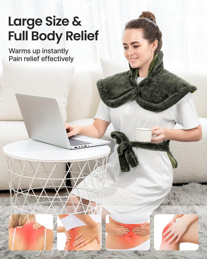 RENPHO Electric Heating Pad for Back Pain Relief, Birthday Christmas Gifts for Women Men Mom Dad Elderly, FSA Eligible Items Only List, Large Heat Pad for Neck Shoulders, 24"x33", ETL Certified, Gray