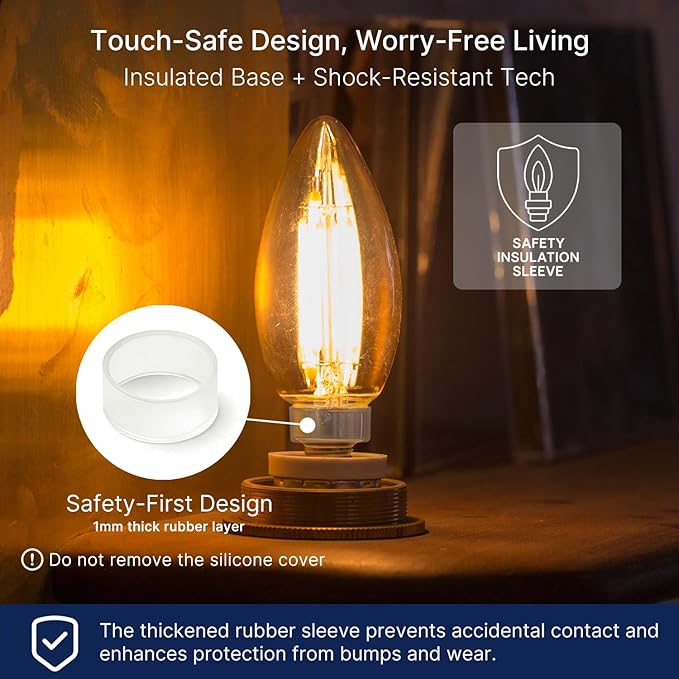 FLSNT 40W Equivalent LED Candelabra Bulbs, Dimmable LED Chandelier Bulbs, E12 Base, 450LM, 82 High CRI, 12 Pack, 2700K Soft White UL,CA65 Listed.