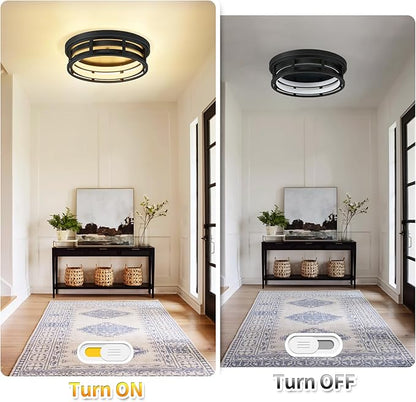 LED 13 inch Flush Mount Ceiling Light Fixture,Black Hallway Light Fixtures Ceiling,Light Fixtures Ceiling Mount for Farmhouse,Kitchen,Hall (2 Pack